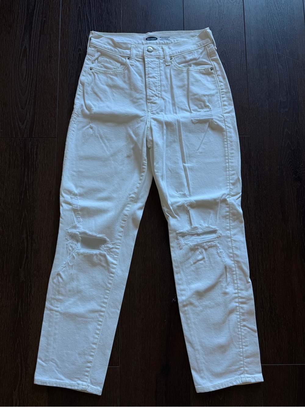 Old Navy White Sky-Hi Straight-Leg Extra High Rise Women's Jeans